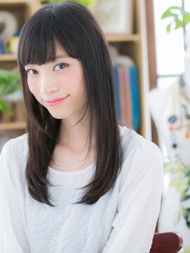 カバーヘア ブリス 戸田公園西口店(COVER HAIR bliss) 厚めバング黒髪ダークアッシュストレートc5戸田公園20代30代40代