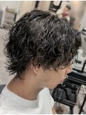 メンズマッシュ　波巻きスパイラルパーマ　メンズ　美容室