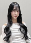 ゆるまきロング　ウェーブヘア　黒髪ロング　韓国ロングヘア