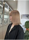 ヘーゼルベージュくびれボブケアブリーチワイドバングミニボブ