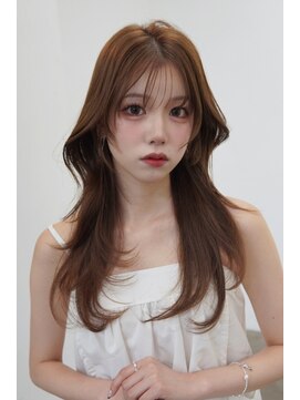 アンジェリカラボ 梅田店(ANGELICA LABO) 韓国風くびれレイヤーカット×グレージュ×透明感ブラウン川又
