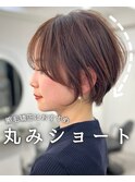 大人可愛い20代30代40代前下がりショートボブ/ハンサムショート