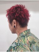 アクティブショートアップバングレッドピンクダウンバング
