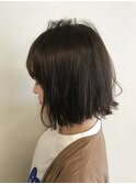 【#透け感オリーブ】×切りっぱなしヘア×こなれボブ