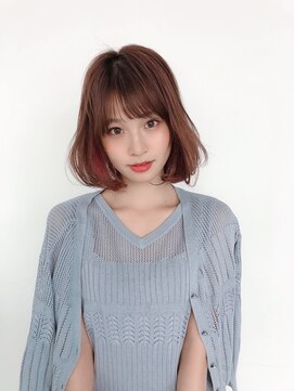 エレノア トーキョー 恵比寿(ELEANOAH TOKYO) 前髪厚めバング大人かわいいボブココアブラウンフリンジウェーブ