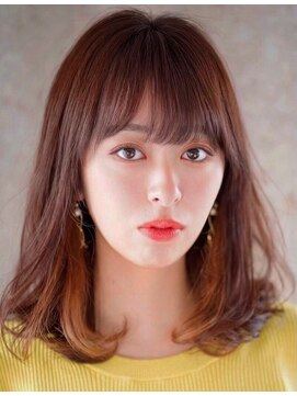 ミリ 千歳烏山(Mili CARE&SPA) 【Mili 千歳烏山】オレンジイヤリングカラー×ゆる巻きセミディ