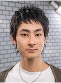ショートウルフ/黒髪/束感/ダウンバング