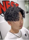 波巻きパーマメンズツイストスパイラルパーマツーブロック