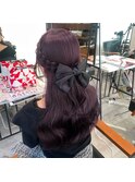 ブリーチなしラベンダーカラー+ハーフアップアレンジ