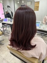 アジールヘア 所沢プロペ通り店(agir hair) セミディ姫カットシアーカラーチェリーレッドケアブリーチ所沢
