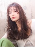 レイヤーロング　レイヤーカット　美髪　ウェットヘア　前髪