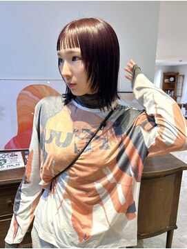 ヘアーアイストゥーレ(HAIR ICI TRE) ブリーチなしダブルカラーラベンダーピンクフェイスレイヤー