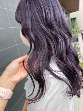 アチーブティルスマートサロン 豊川末広通店(achieve till Smart Salon) 透け感透明感アッシュパープルニュアンスウェーブロング