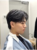メンズセンターパートウルフセンターパートニュアンスパーマ襟足