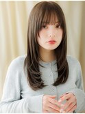 暗髪ローライトグレーヘア小顔メテオストレートレイヤー20代Te