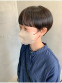 マッシュショート、ミニマムショート、ワイドバング、黒髪