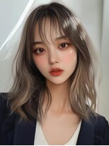 レヴ 草加店(LEV.)&nbsp;アッシュブラックこなれミディ イメチェン ウェーブパーマ