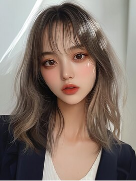 レヴ 草加店(LEV.) アッシュブラックこなれミディ イメチェン ウェーブパーマ