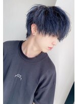 バックス メンズヘアー(BUCKS men's hair) マッシュ/マッシュウルフ/ダブルカラー/ネイビーブルー