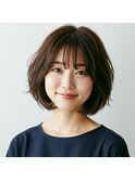 顔型カバー叶うミディアムボブカット×艶カラー