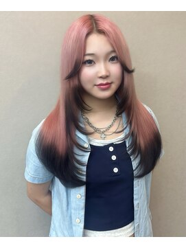 リングバイモアムー(Ring by Moremuu) ホワイト　ピンク　裾カラー