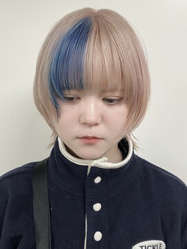 モリオフロムロンドン 原宿本店(morio from London) 【morio原宿】顔まわりレイヤーブルーカラー