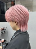 【GEEKS渋谷】センターパートウルフ/クリアピンク/ハイトーン