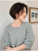耳掛けショートボブ/前下がりボブ/ナチュラルブラウン/髪質改善