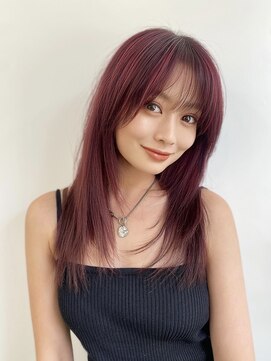 ピープスアンドスー 表参道 渋谷(Peeps&Suu.) ボルドーカラーレイヤーワンホンピンクブラウン