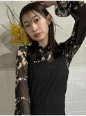 うる艶タイトストレート前髪ありインナーカラー