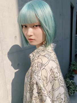 ピークアブー 原宿ハラカド(PEEK-A-BOO) 水色カラー/ブルーカラー/ハイトーンボブ/ペールカラー/春カラー