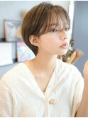 ■シースルーバング/大人シンプルショート/暖色系カラー元町5-6