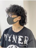 プードルパーマウルフカットマッシュパーマアッシュブラック