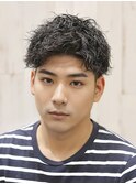 ツイストパーマツーブロック眉毛カット床屋
