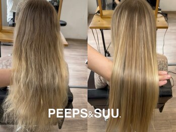ピープスアンドスー 表参道 渋谷(Peeps&Suu.)の写真/あなた史上最高の艶髪へ！10種類以上の栄養素の髪質改善トリートメントで健康な毛髪へ[酸熱は使いません]