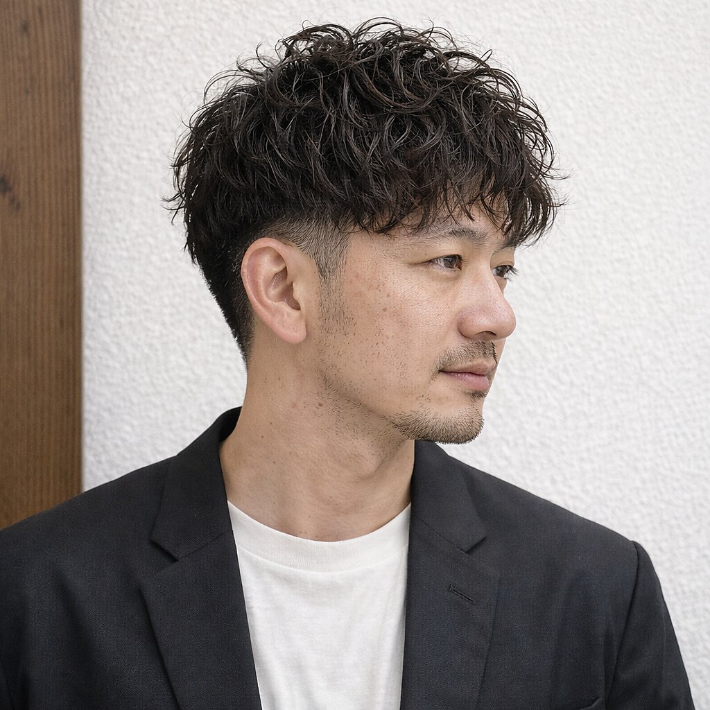 大人メンズツーブロックくせ毛風パーマ20代 30代 40代 50代 60代