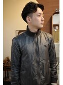 メンズセンターパートニュアンスパーマコンマバング韓国ヘア岡山