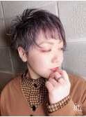 大人ショートアシメヘアー×イルミナカラー×ラベンダーアッシュ