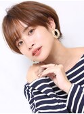 大人可愛い小顔美髪ツヤ髪ひし形ショートモカブラウンA1