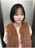 黒髪/ボブルフ/小顔/オリーブベージュ/ボブ/ブリーチ無し
