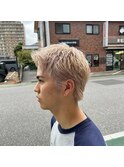 メンズ　ブリーチデザイン　ホワイトブロンド　宇都宮