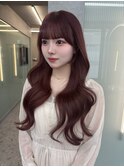 市野瀬裕奈/博多韓国ヘア/ピンクブラウン/レイヤーカット/暗め