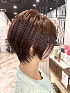 リュンヌ 門前仲町(lune) ロングショートワンカールパーマカーキグレージュ前髪錦糸町