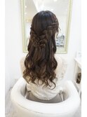 大きめ編み込みハーフアップ ヘアセット