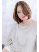 かきあげ前髪シルキーベージュアシンメトリーボブウルフa1