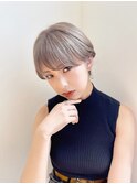 ハイトーンショート/小顔ヘア/ベージュカラー★イルミナ20代30代