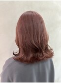 くびれ巻き/ひし形ボブ/ツヤ髪/韓国風/ピンクベージュ/表参道