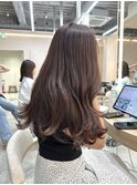 レイヤーカット　ラベンダーグレージュ　ブリーチなし