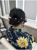 ゆるふわアップ/ねじり編み込み/浴衣ヘアセット/花火大会