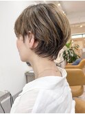 ★30代40代　大人ショートウルフ　似合わせカット 白髪ぼかしHL